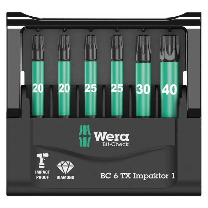 Wera 1/4″ Drive Torx Impact Bit Set And Carrying Case (6 Piece)