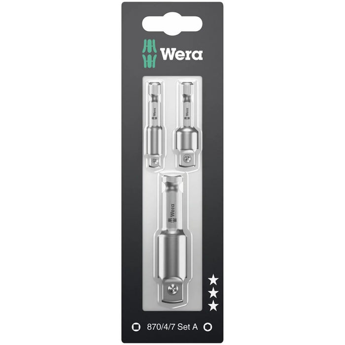 Wera 870/4/7 Set 1/4" Drive Adapter Set (3 Piece)