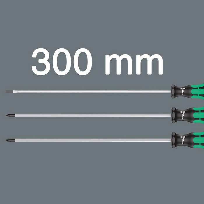 Wera Kraftform Plus Long Shaft Screwdrivers - 300 Mm Long Shafts (3 Piece Set)