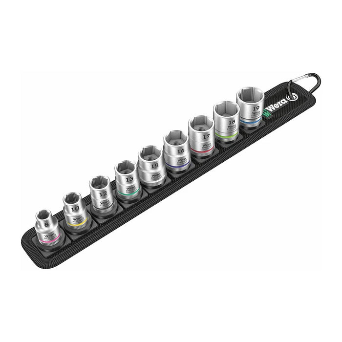 Wera Metric Socket Set On Storage Belt - 3/8" Drive (9 Piece Set)