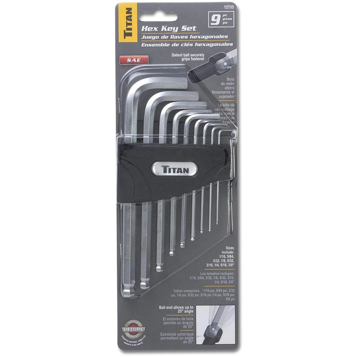 Titan Sae Detent Ball Hex Key Set (9 Piece Set)