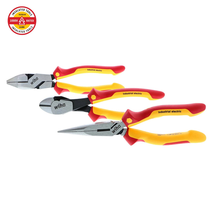 Wiha Insulated Industrial Grip Pliers And Cutters (3 Piece Set)