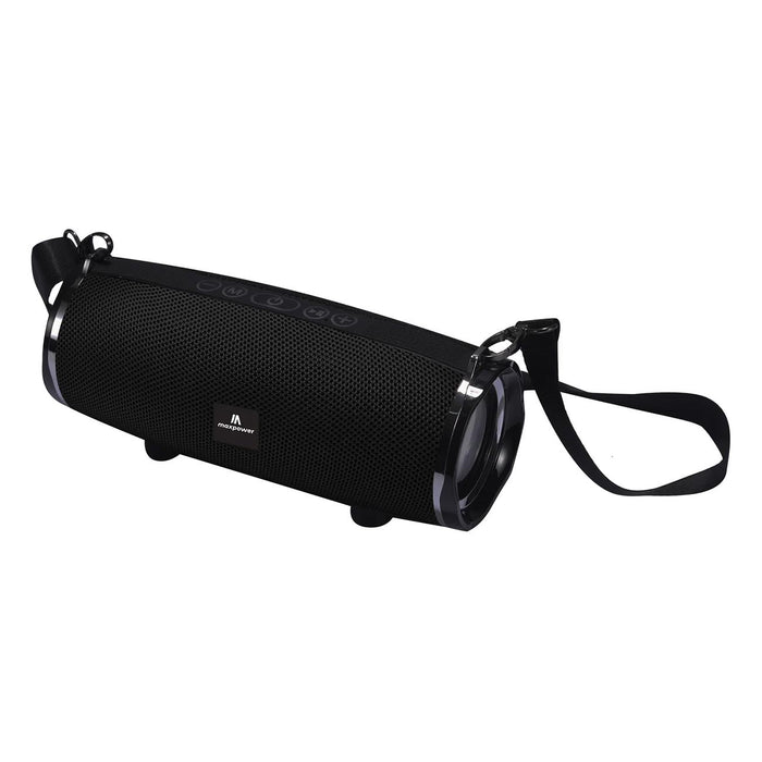 Maxpower Black Portable Water Resistant Bluetooth Speaker With Charging Cable