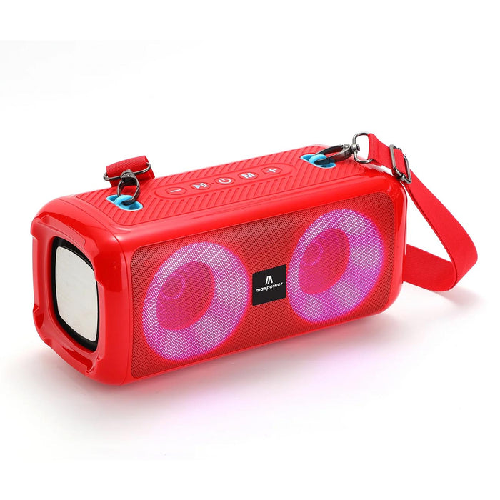 Maxpower Water Resistant Portable Bluetooth Speaker With Dancing Led Lights Fm Radio (red)