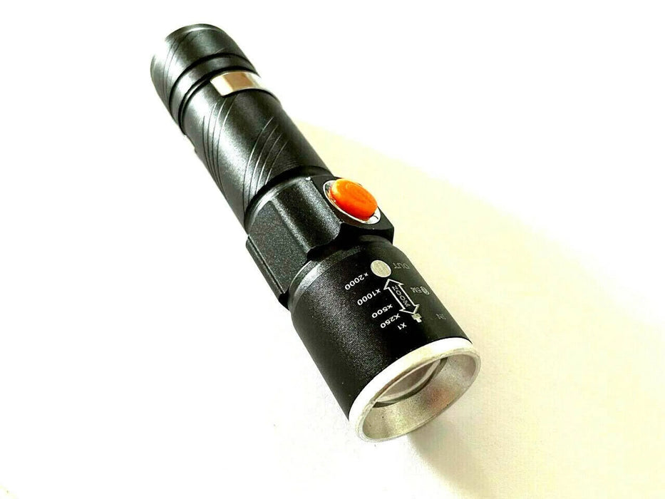 Super Ultra Bright Led USB Rechargeable Flashlight T6061 Zoom W/clip