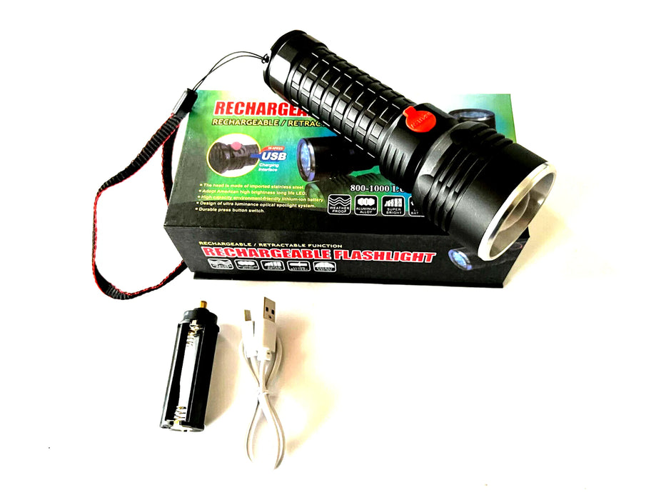 High Duty Rechargeable Flashlight USB Charge 800-1000 Lumens