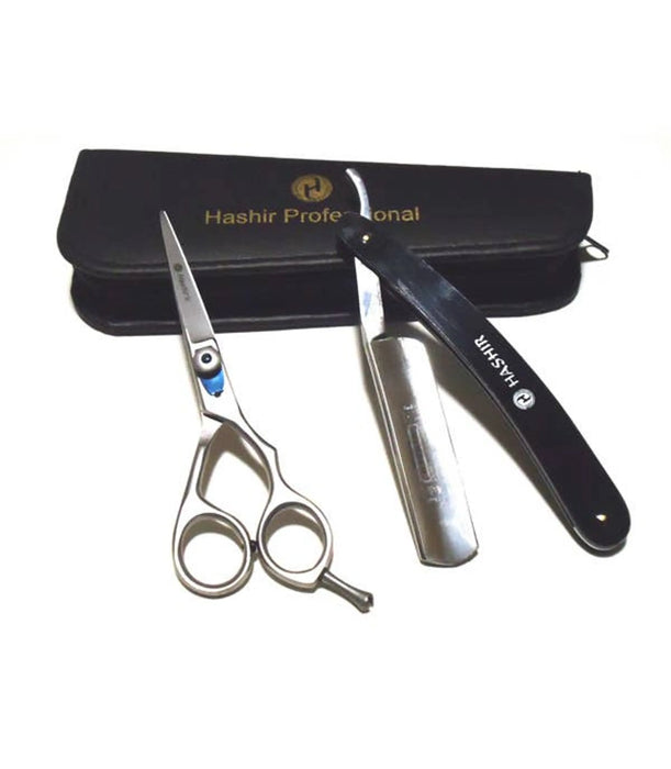 Barbershop Shears + Shaving Old Fashion Classic Straight Razor Gift Kit