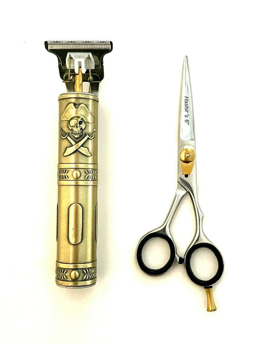 Barber Men's Hair Clipper T-liner T-blade USB Rechargeable+ German Hashir's Barber Scissors Set