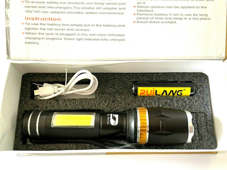 Led Strong Flashlight Multi Function Rechargeable Battery 800-100 Lumens