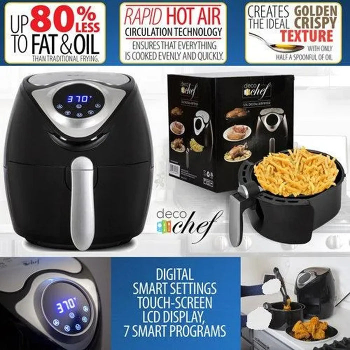 Deco Chef 3.7QT Electric Oil-Free Digital Air Fryer for Healthy Frying