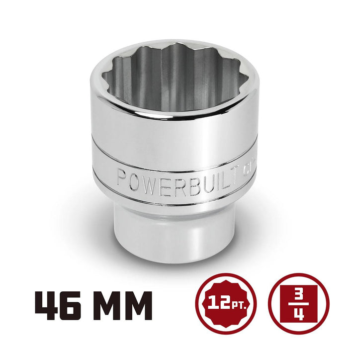 Powerbuilt Metric Shallow Socket - 46mm X 3/4 Inch Drive