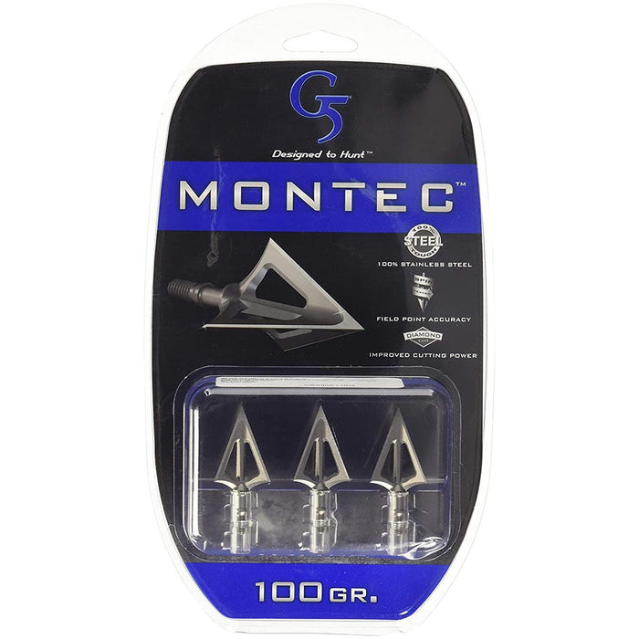 G5 Outdoors Montec Pre-season Steel Fixed Broadhead - 100 Grain (3-pack)