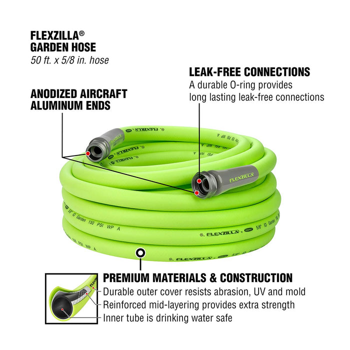 Flexzilla® Swivelgrip® Garden Hose 5/8" X 25' 3/4" - 11 1/2 Ght Fittings Zillagreen®