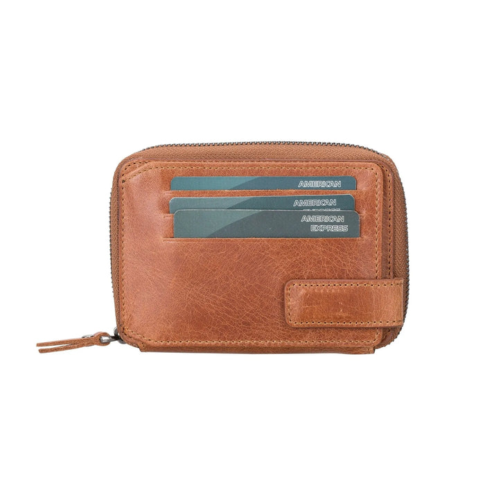 Powell Handmade Unisex Leather Wallet with Zippered Compartment