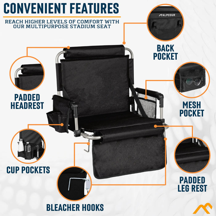 Alpcour Foldable Stadium Seat with Armrests