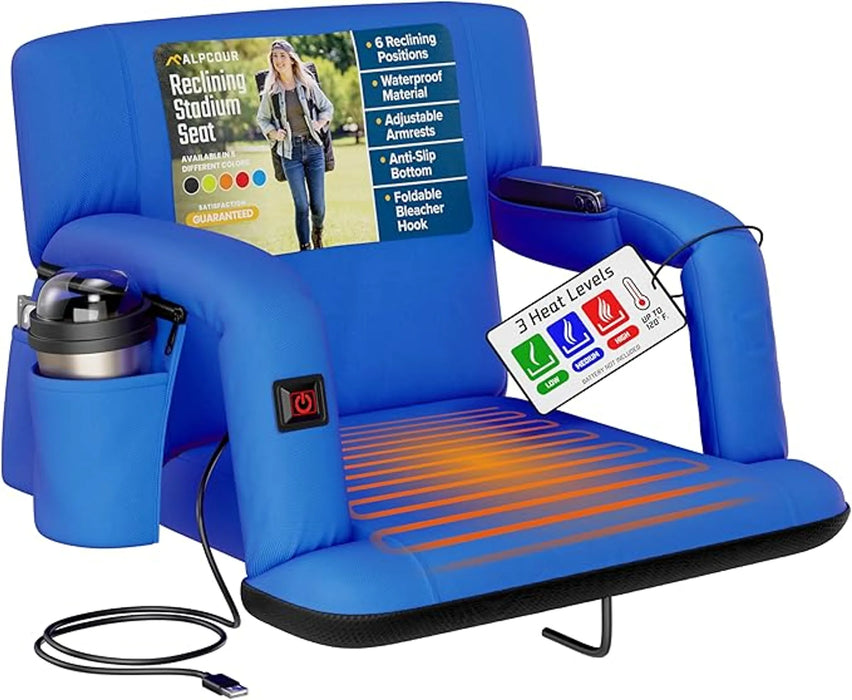 Alpcour Reclining Heated Stadium Seat with Armrests