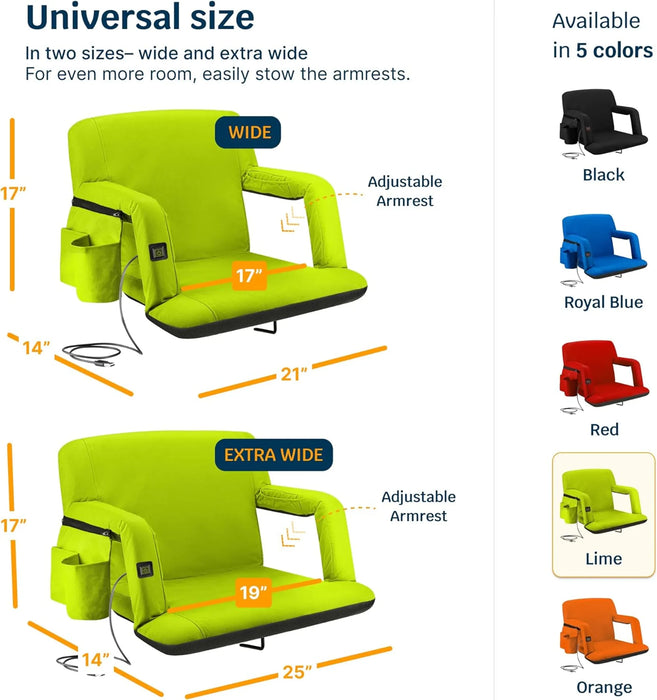 Alpcour Reclining Heated Stadium Seat with Armrests