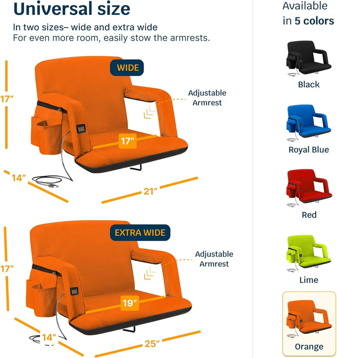 Alpcour Reclining Heated Stadium Seat with Armrests