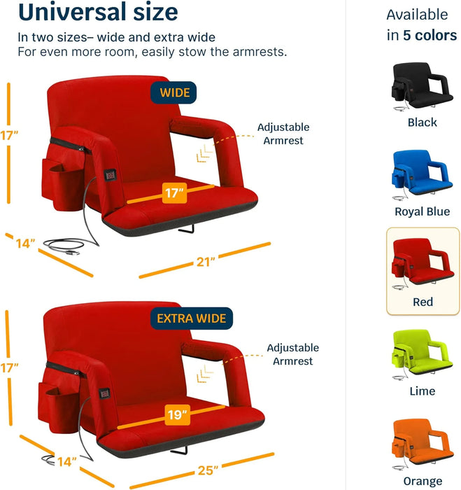 Alpcour Reclining Heated Stadium Seat with Armrests