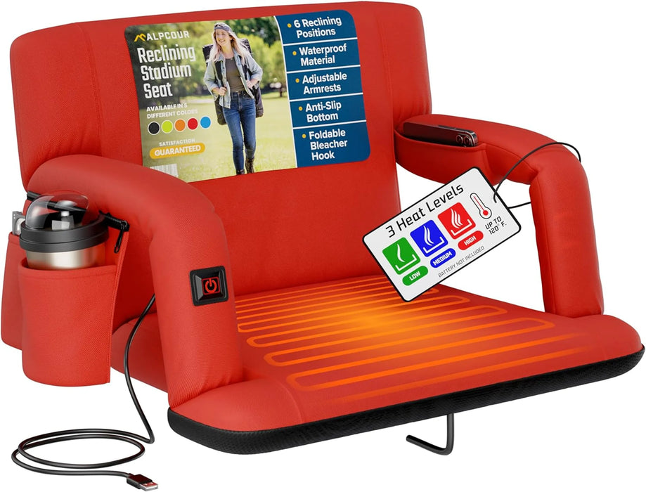 Alpcour Reclining Heated Stadium Seat with Armrests